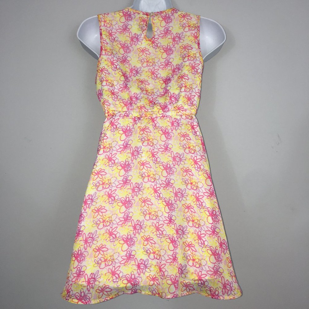 DKNY Girls L Dress Multicolor Floral 100% Polyester Lightweight Lined Sundress - Picture 4 of 9